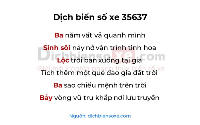 Dịch thơ biển số 35637