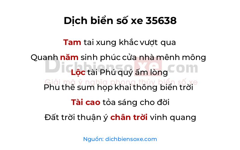Dịch thơ biển số 35638