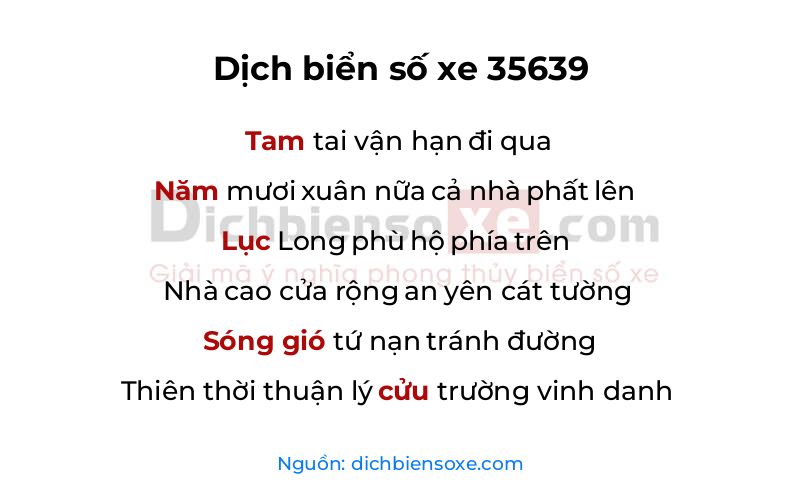 Dịch thơ biển số 35639