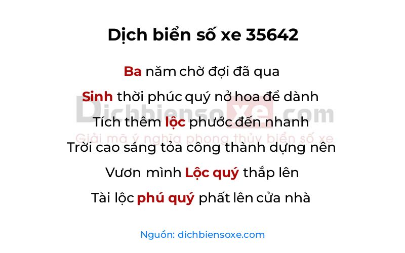 Dịch thơ biển số 35642
