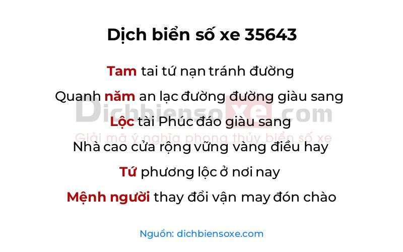 Dịch thơ biển số 35643