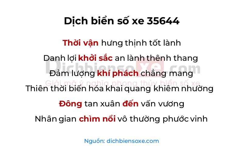 Dịch thơ biển số 35644