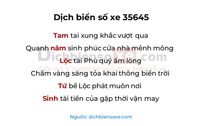 Dịch thơ biển số 35645
