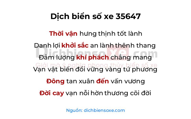 Dịch thơ biển số 35647