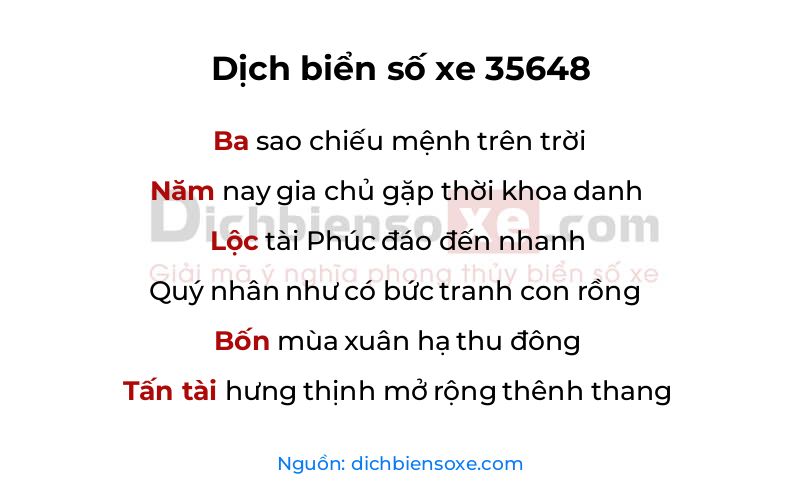 Dịch thơ biển số 35648