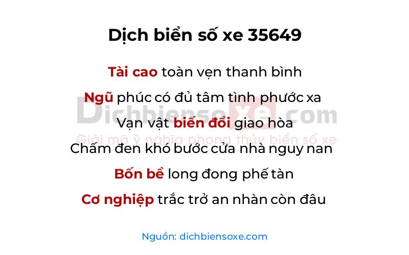 Dịch thơ biển số 35649