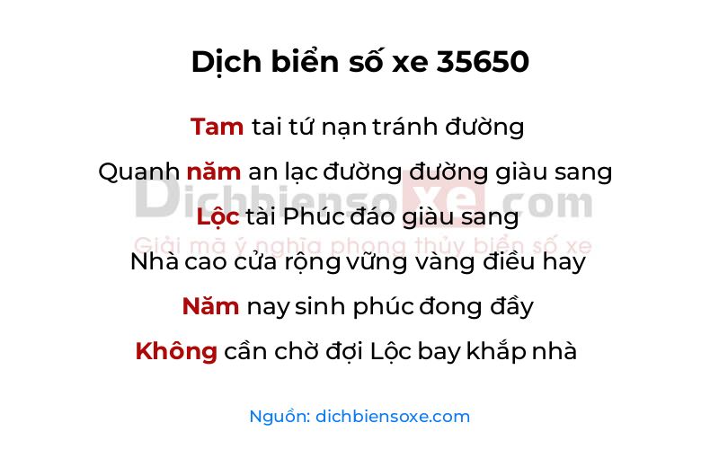 Dịch thơ biển số 35650