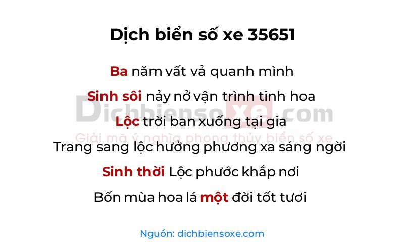 Dịch thơ biển số 35651
