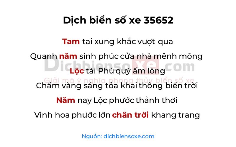Dịch thơ biển số 35652