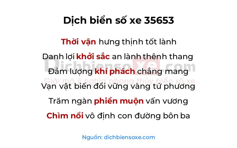 Dịch thơ biển số 35653