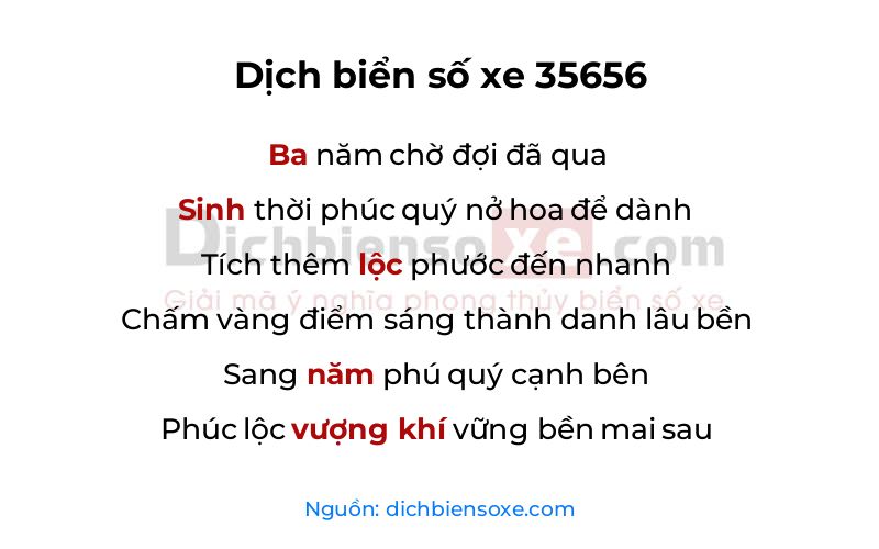 Dịch thơ biển số 35656