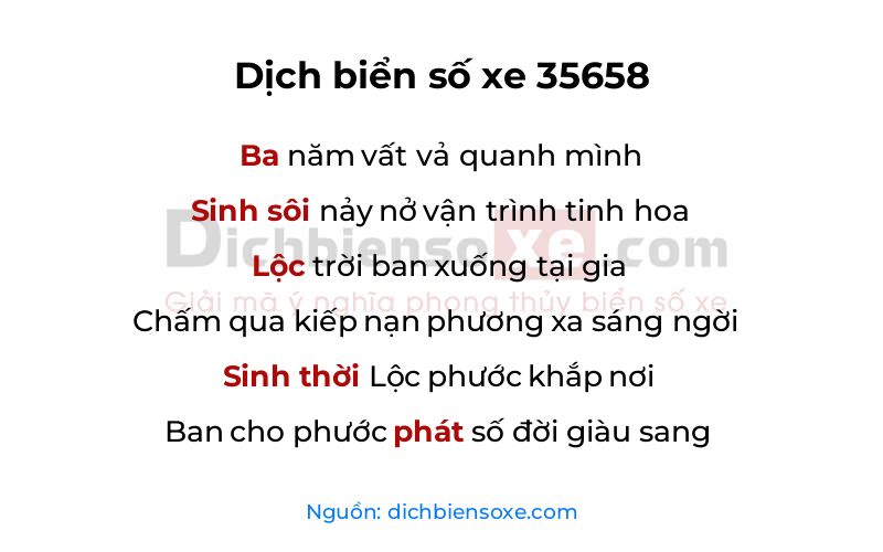 Dịch thơ biển số 35658