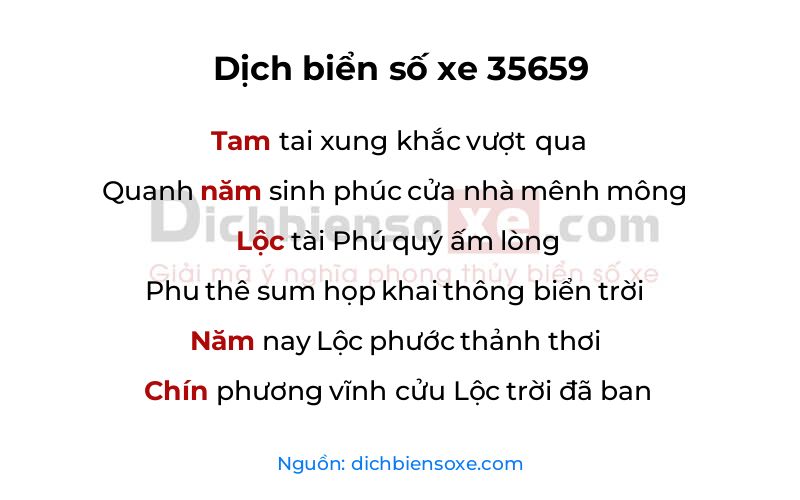 Dịch thơ biển số 35659