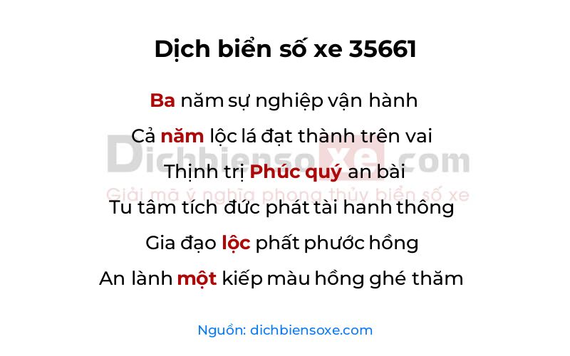 Dịch thơ biển số 35661
