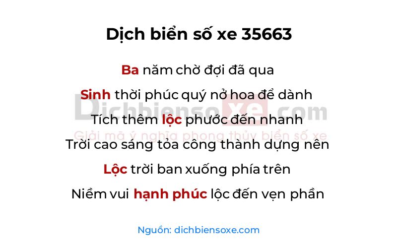 Dịch thơ biển số 35663