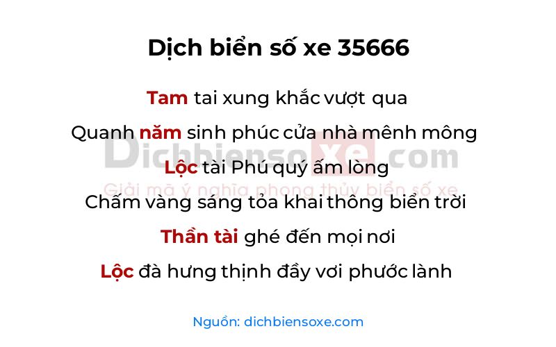 Dịch thơ biển số 35666
