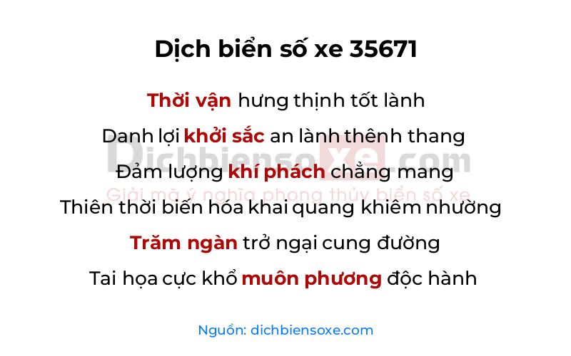 Dịch thơ biển số 35671