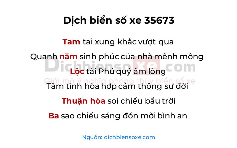 Dịch thơ biển số 35673