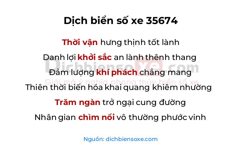 Dịch thơ biển số 35674