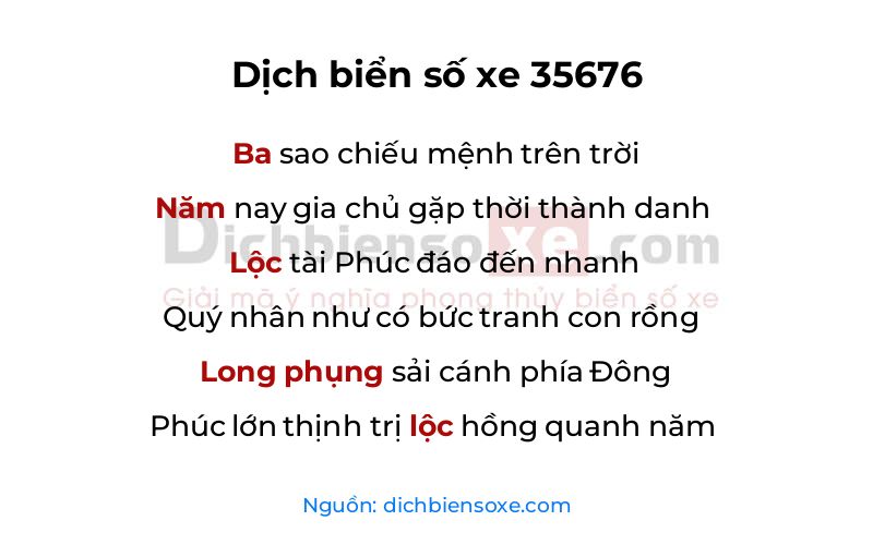Dịch thơ biển số 35676