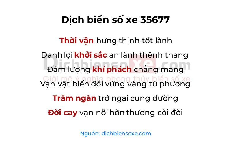 Dịch thơ biển số 35677