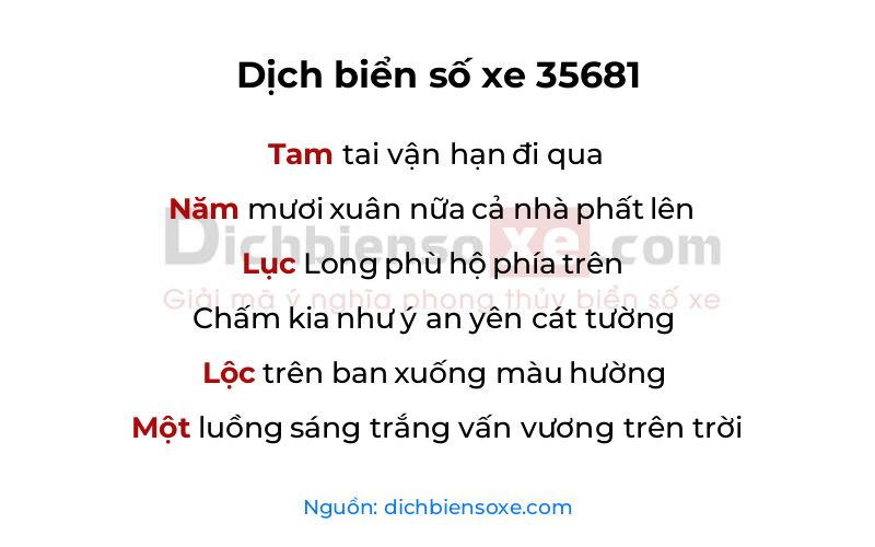 Dịch thơ biển số 35681