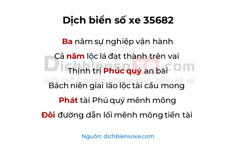 Dịch thơ biển số 35682