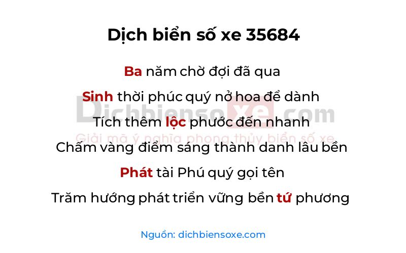 Dịch thơ biển số 35684