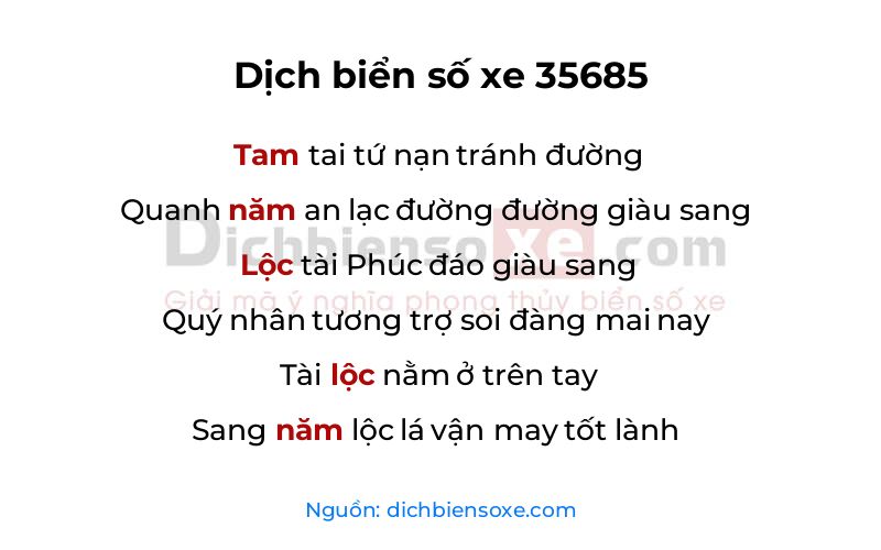 Dịch thơ biển số 35685