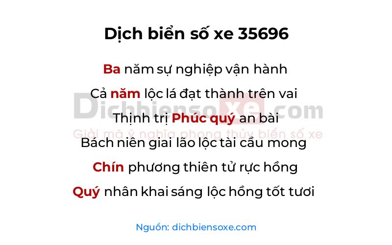 Dịch thơ biển số 35696