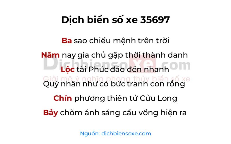 Dịch thơ biển số 35697
