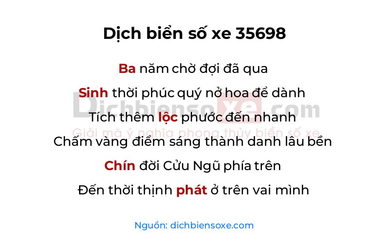 Dịch thơ biển số 35698
