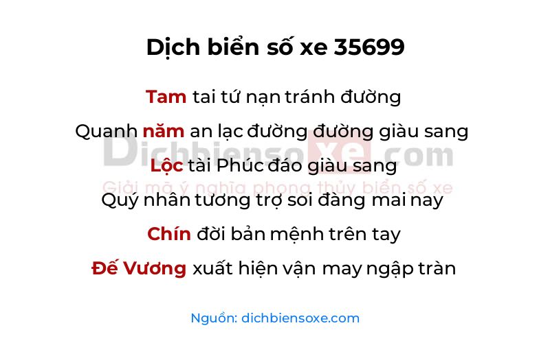 Dịch thơ biển số 35699
