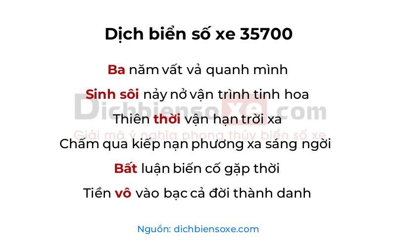 Dịch thơ biển số 35700