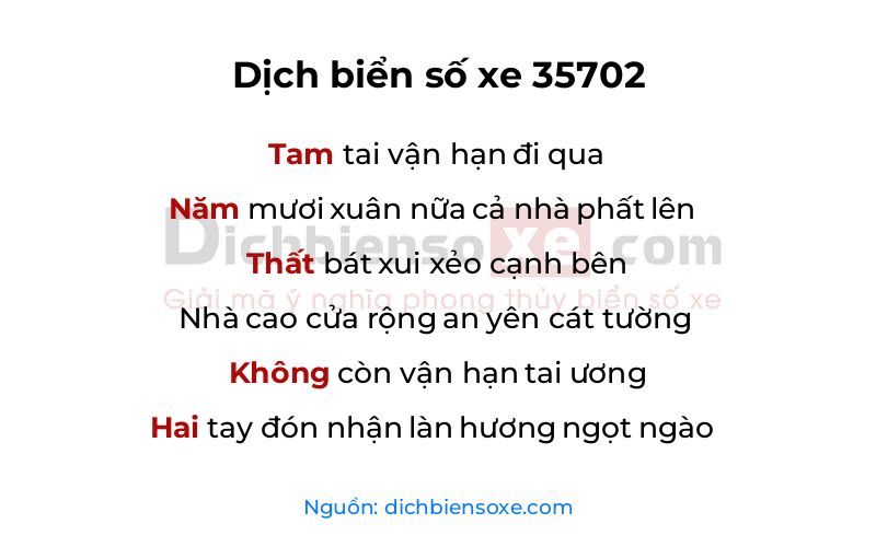 Dịch thơ biển số 35702