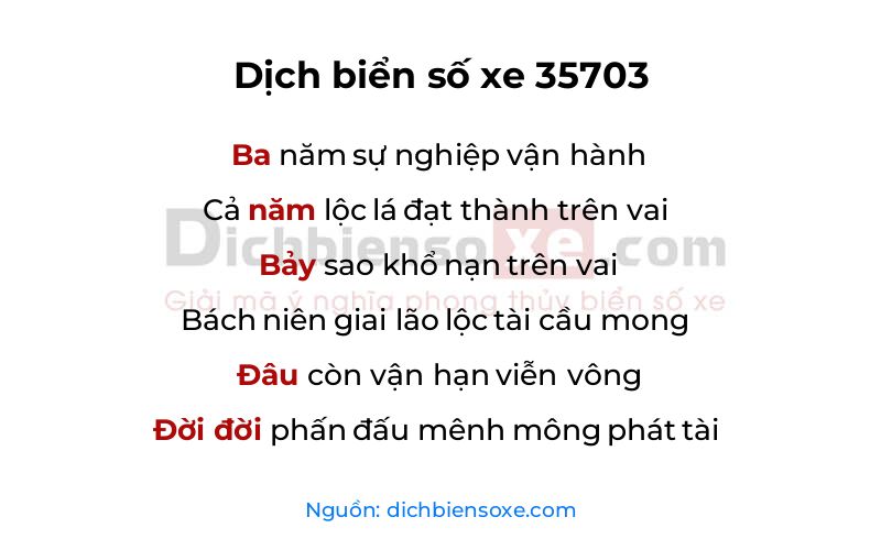 Dịch thơ biển số 35703