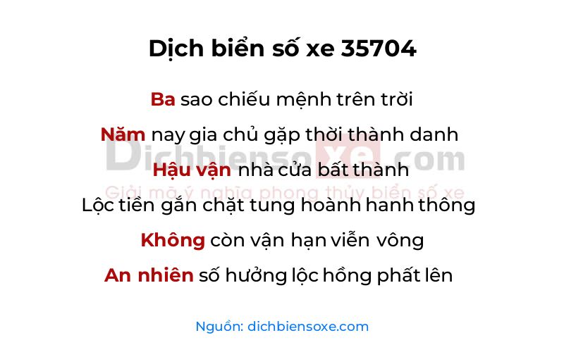 Dịch thơ biển số 35704