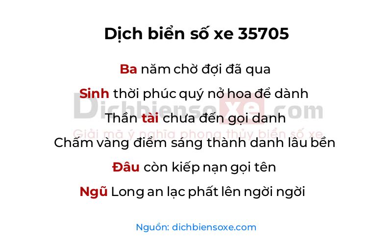 Dịch thơ biển số 35705