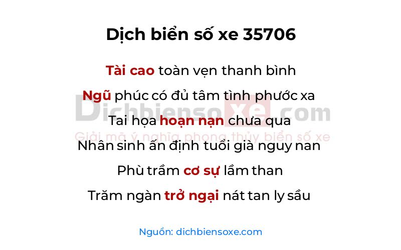 Dịch thơ biển số 35706