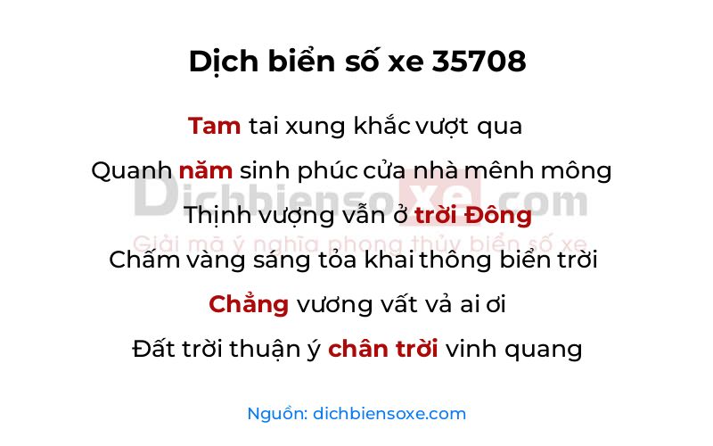 Dịch thơ biển số 35708