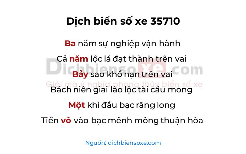 Dịch thơ biển số 35710