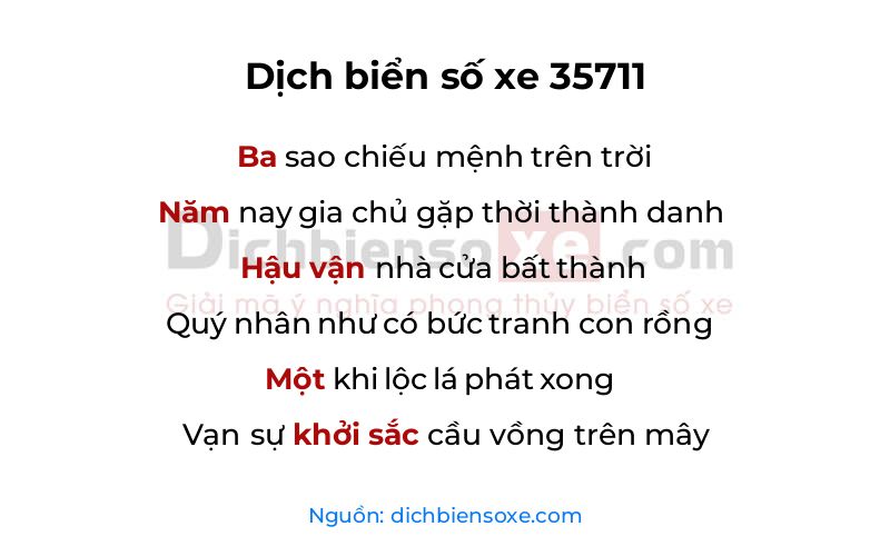Dịch thơ biển số 35711
