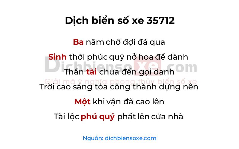 Dịch thơ biển số 35712