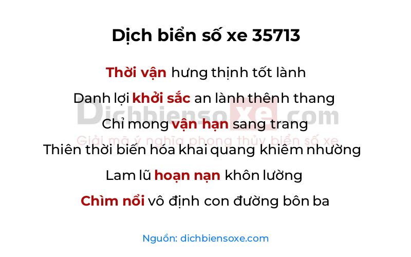 Dịch thơ biển số 35713