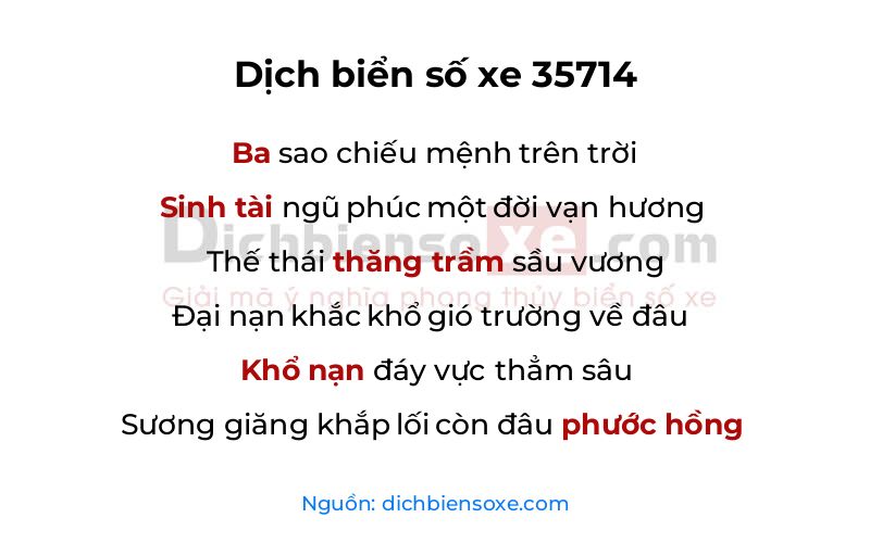 Dịch thơ biển số 35714