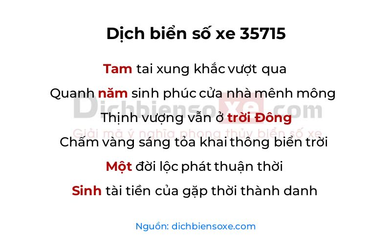 Dịch thơ biển số 35715