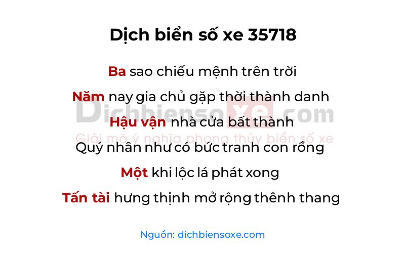 Dịch thơ biển số 35718