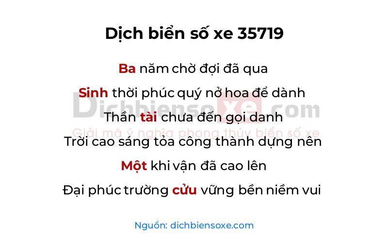 Dịch thơ biển số 35719