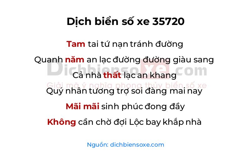 Dịch thơ biển số 35720