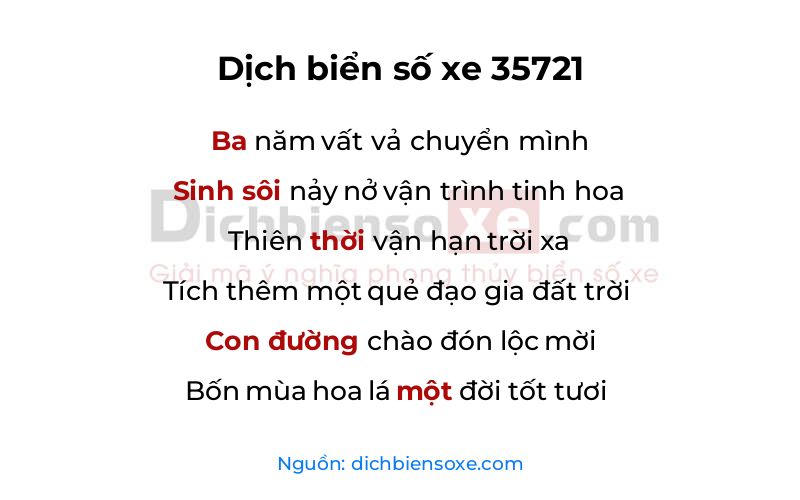 Dịch thơ biển số 35721